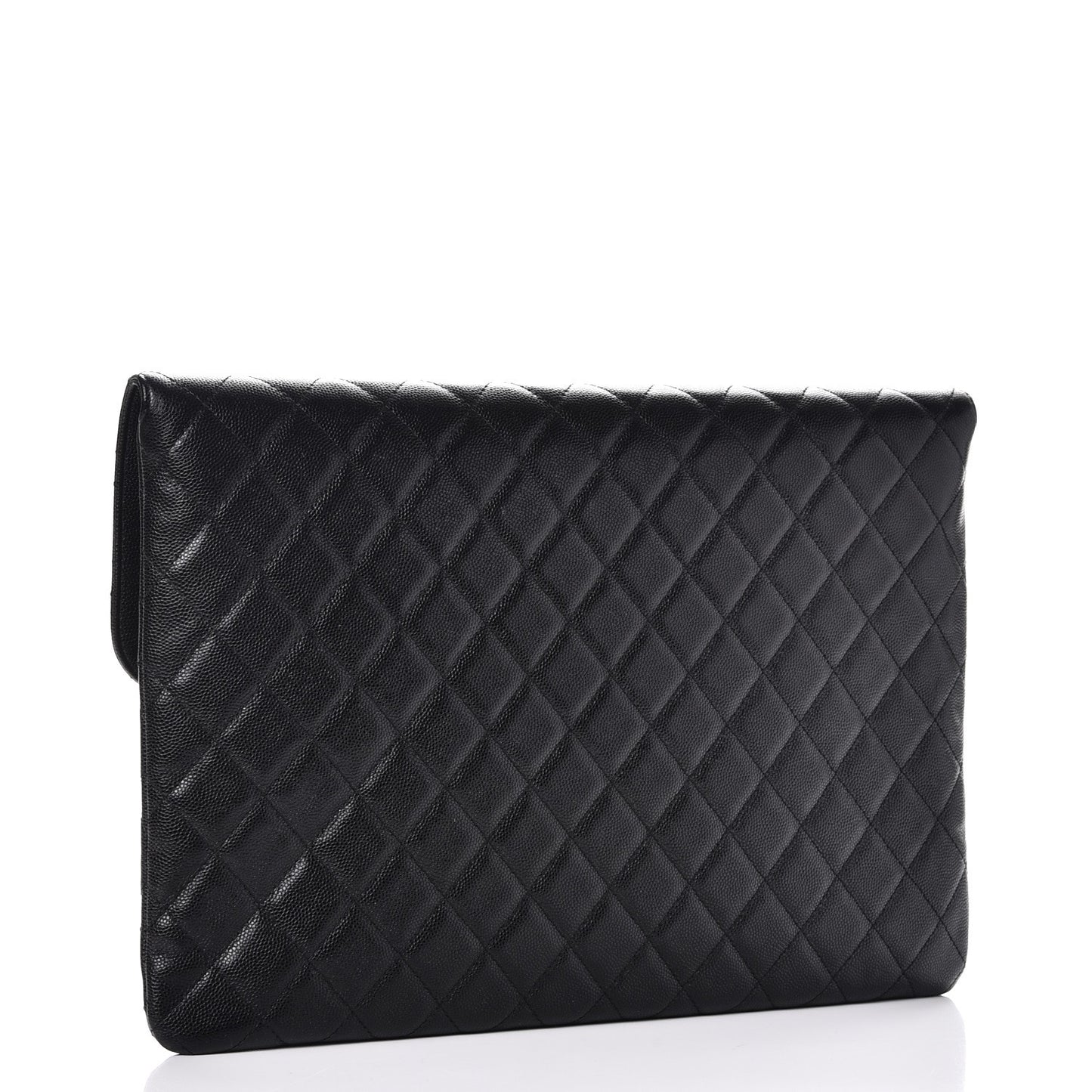 Caviar Quilted Large Golden Class Pouch Black