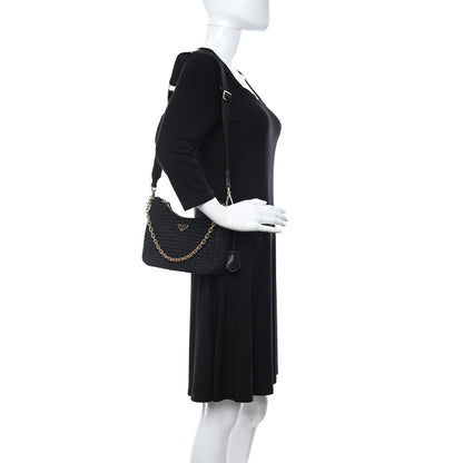 Prada Yarn Raffia Effect Crochet Re-Edition 2005 Shoulder Bag Black 2 of 10