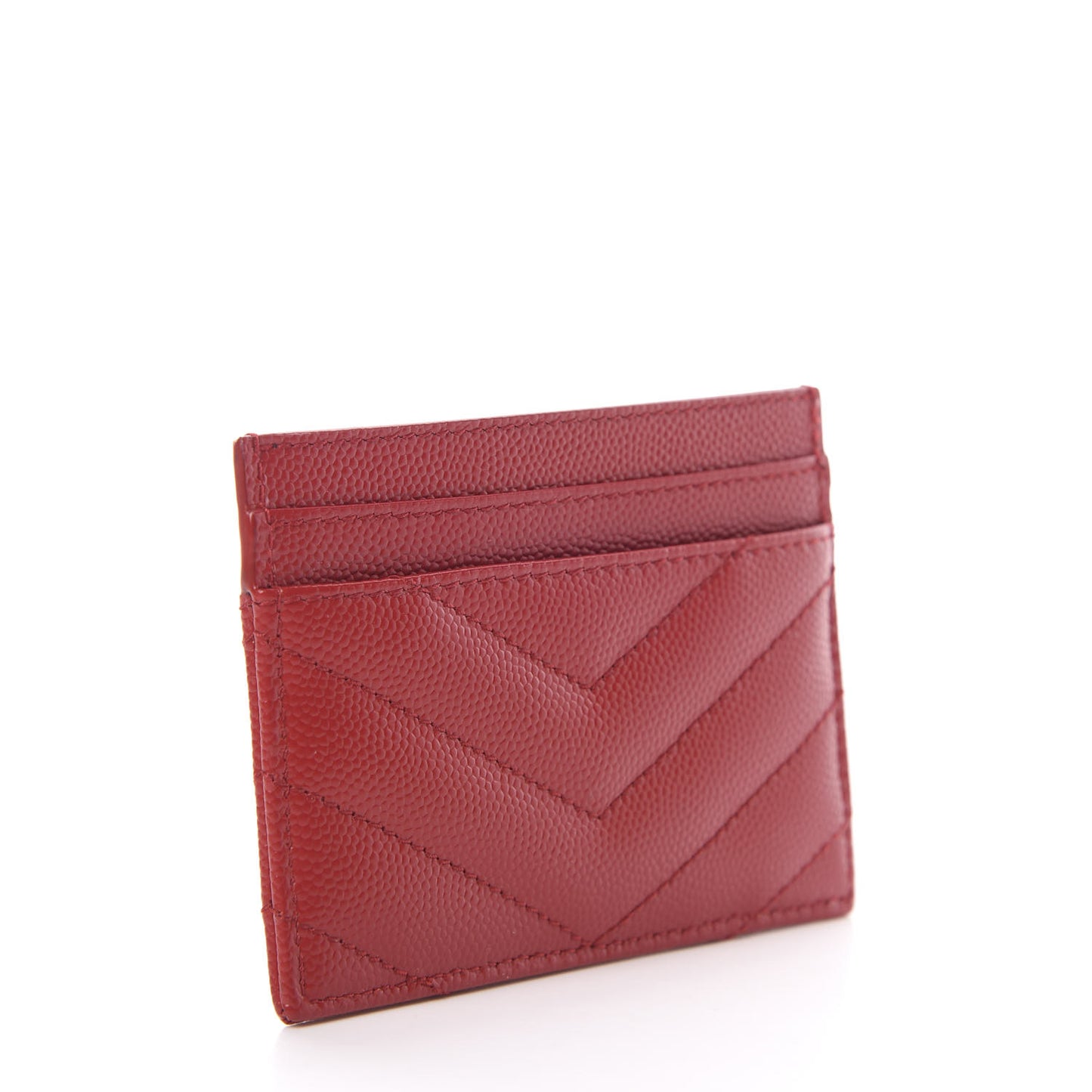Grain De Poudre Matelasse Chevron Monogram Credit Card Case Rouge Eros