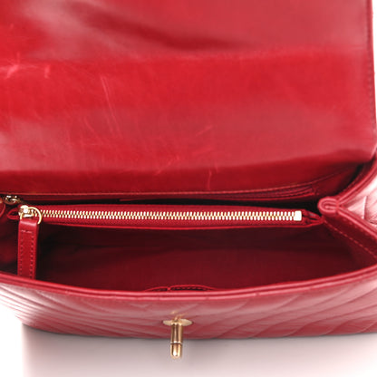 Chanel Calfskin Chevron Quilted Small Coco Handle Flap Red 5 of 13