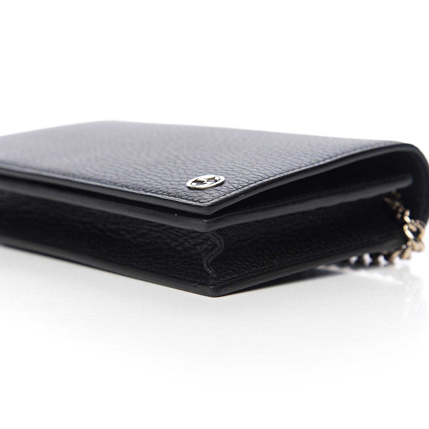 Dollar Calfskin Medium Betty Chain Wallet Black