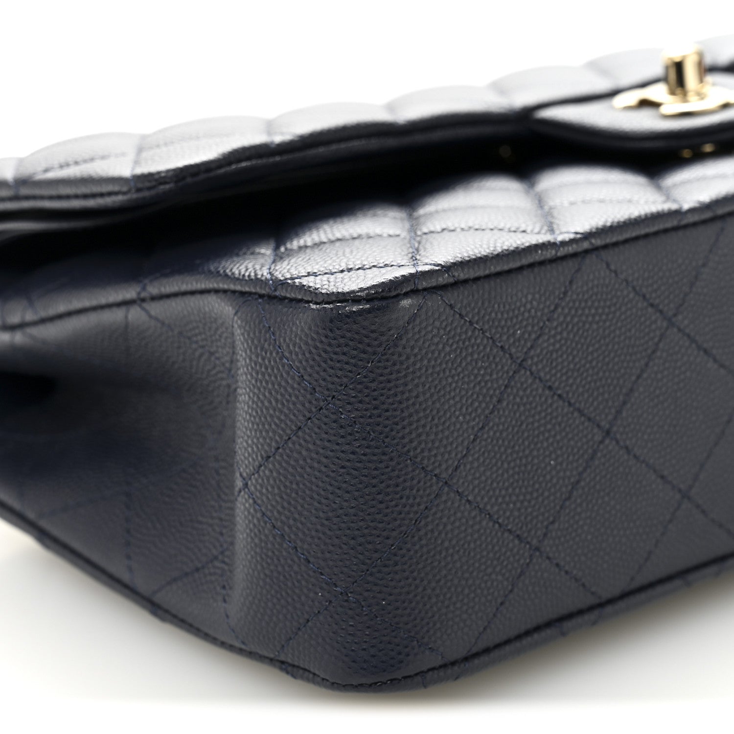 Chanel Caviar Quilted Medium Double Flap Navy 9 of 10