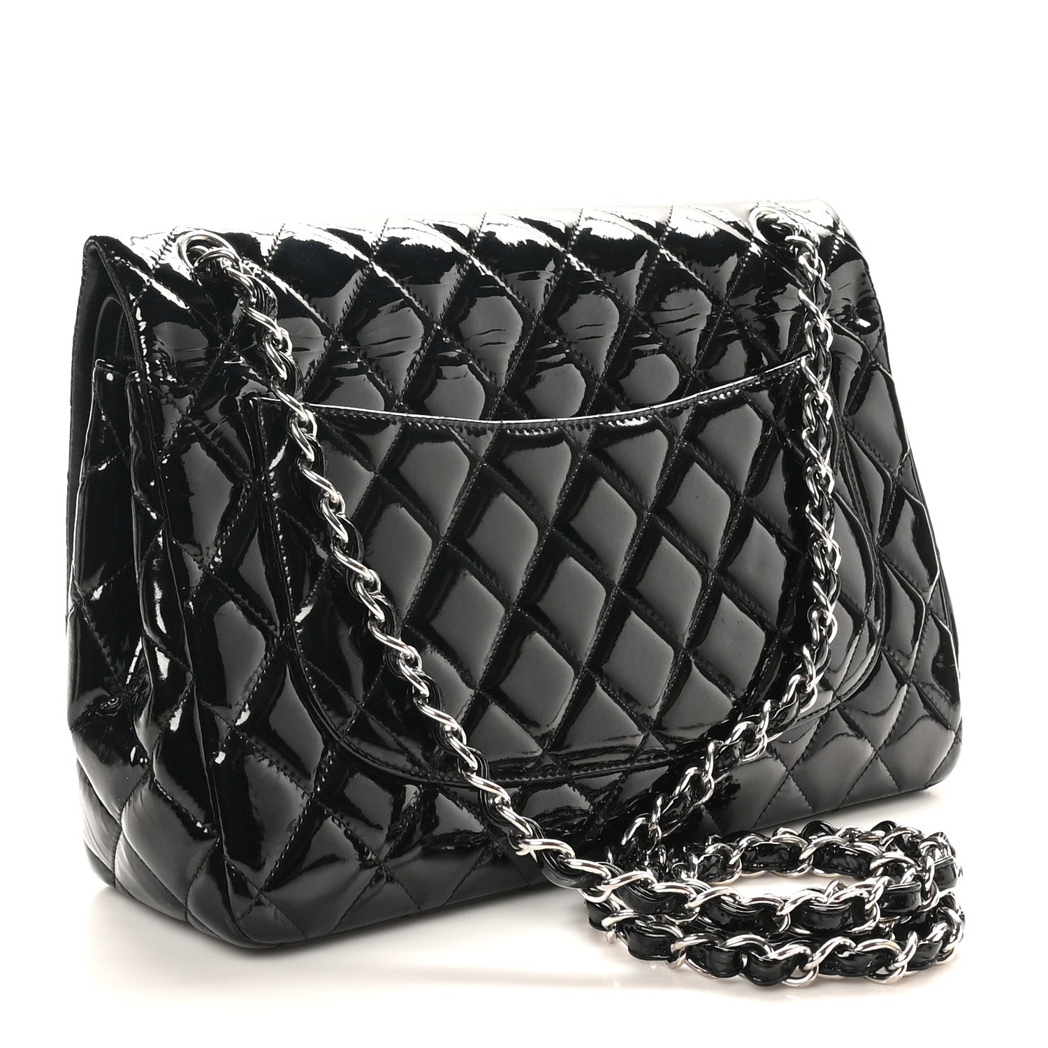 Chanel Patent Quilted Jumbo Double Flap Black 3 of 9
