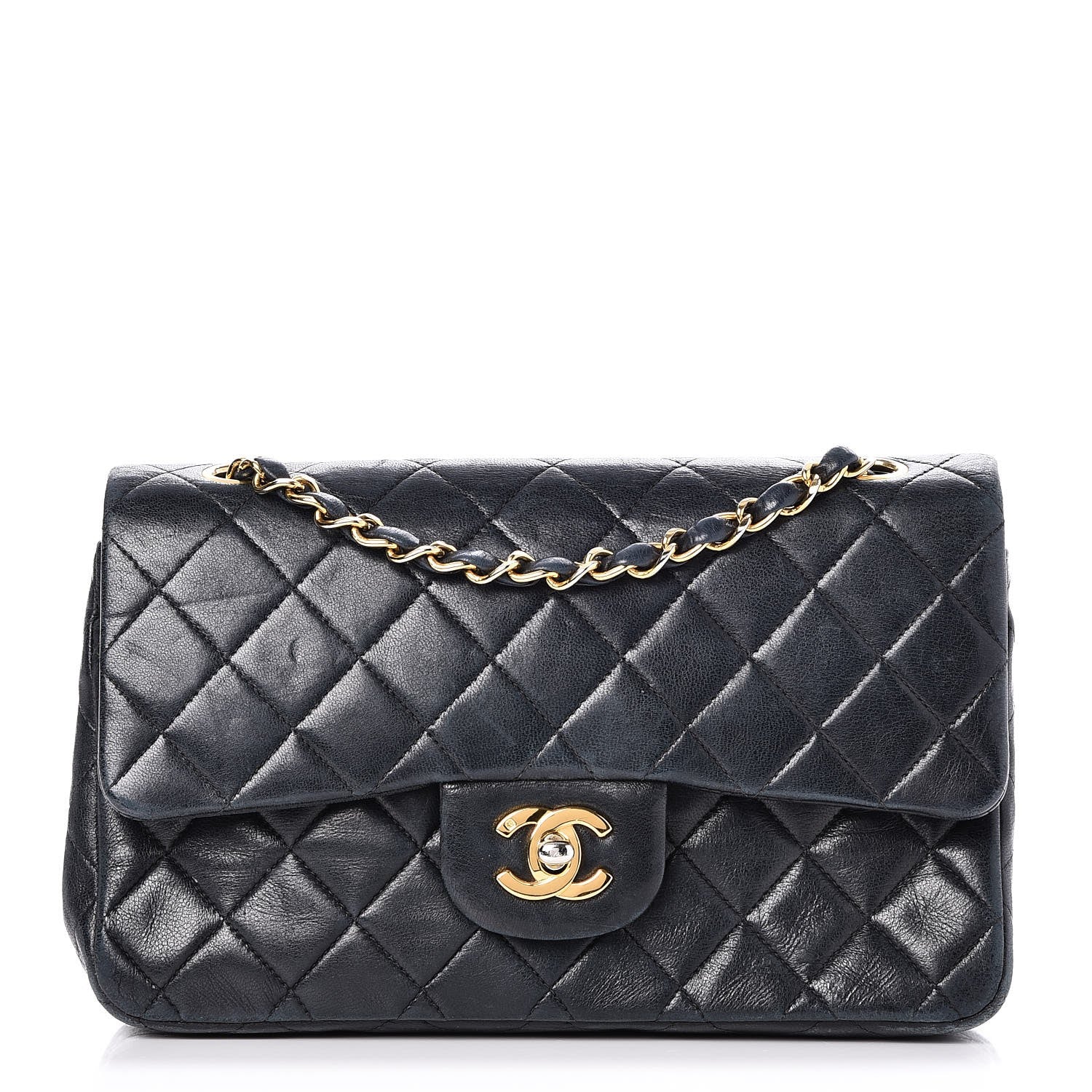 Chanel Lambskin Quilted Small Double Flap Navy 1 of 9