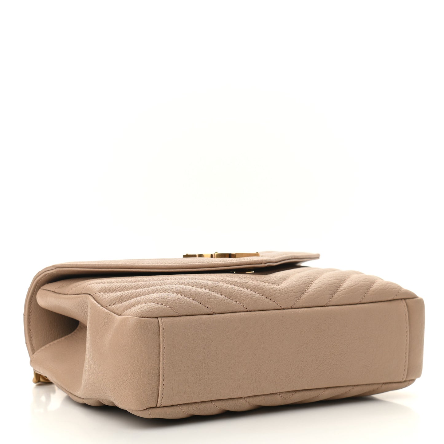 Sheepskin Matelasse Chevron Monogram Medium College Bag Dark Beige