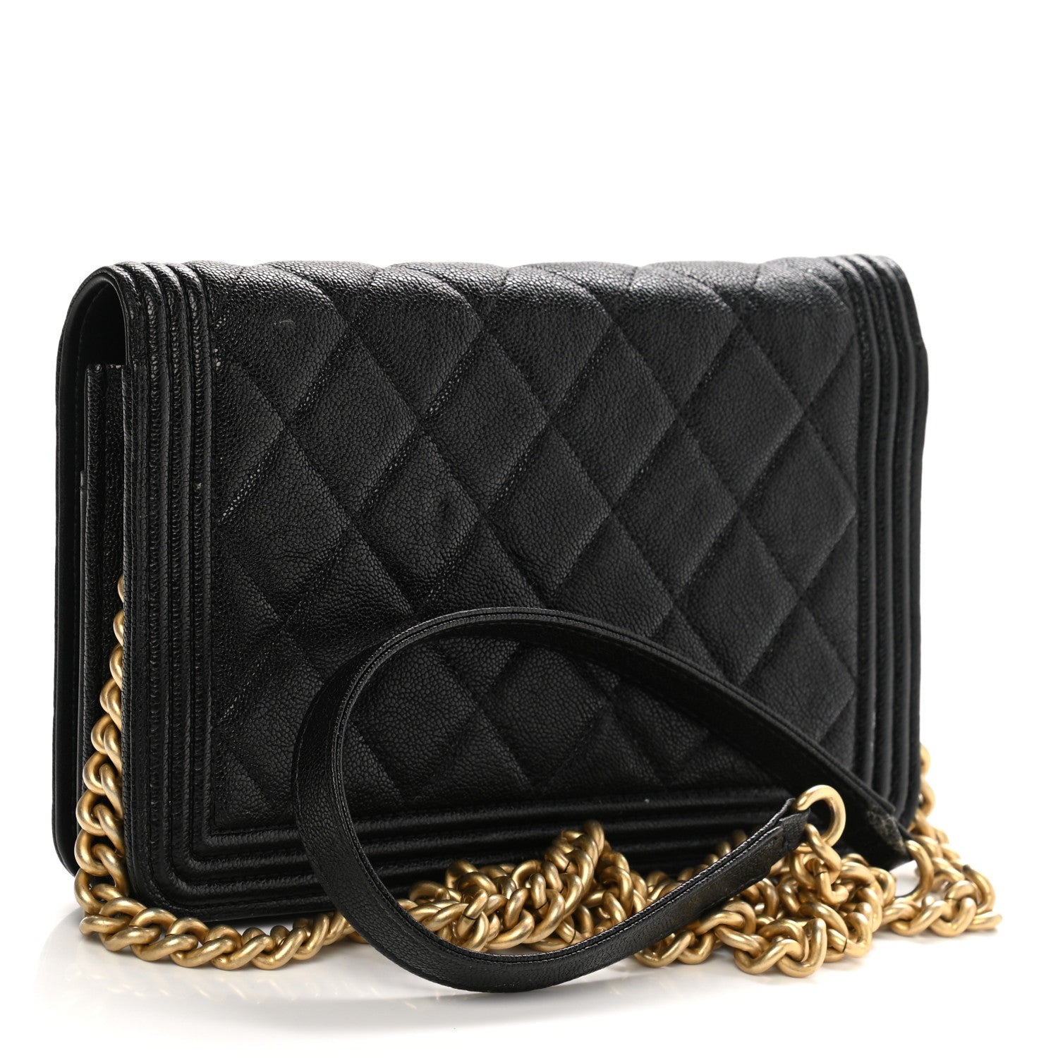Chanel Caviar Quilted Boy Wallet On Chain WOC Black 4 of 29