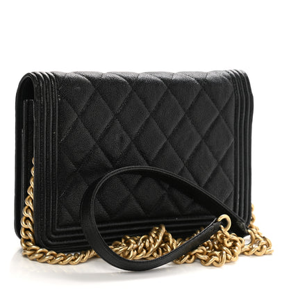 Chanel Caviar Quilted Boy Wallet On Chain WOC Black 4 of 29