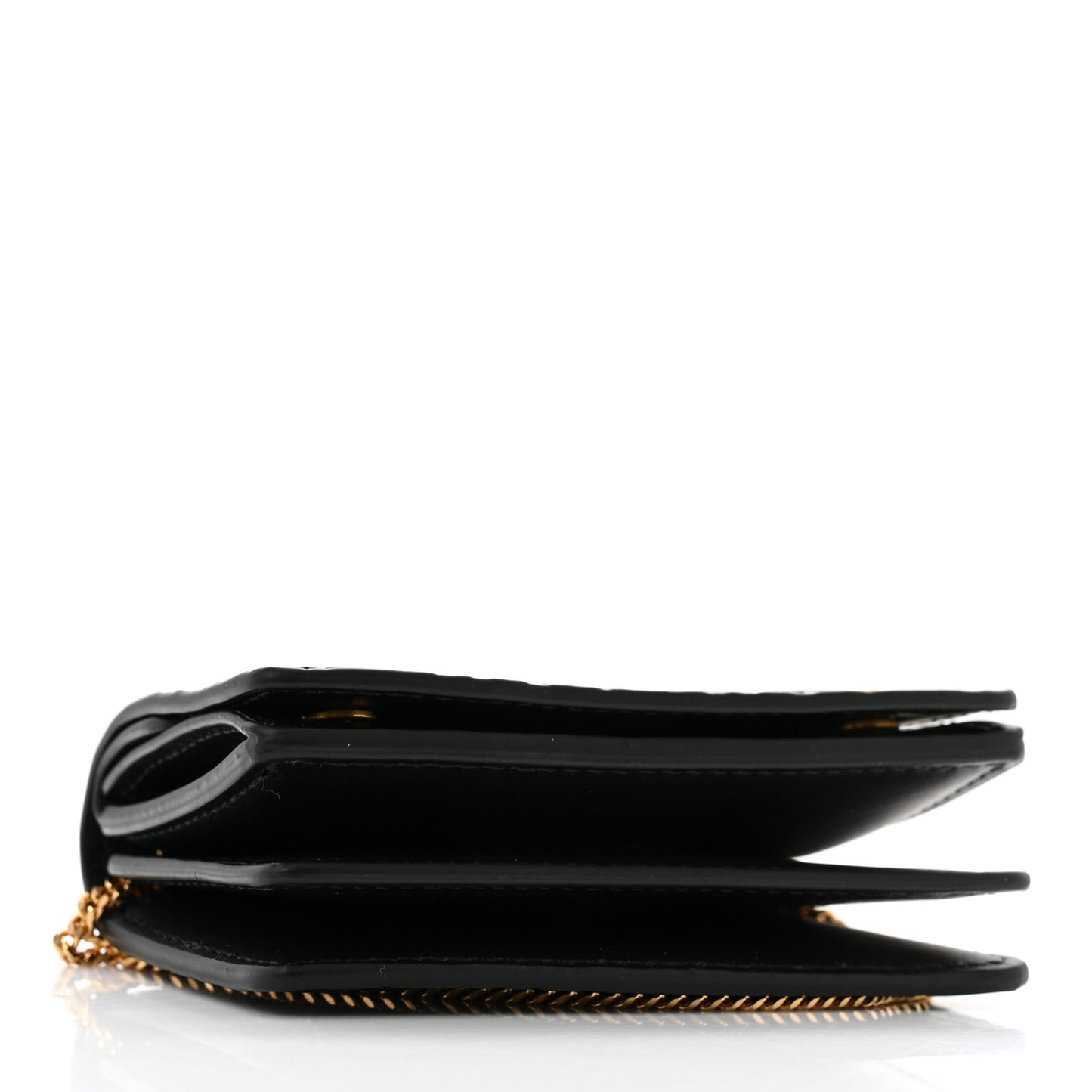 Calfskin Embossed Monogram Chain Card Case Black