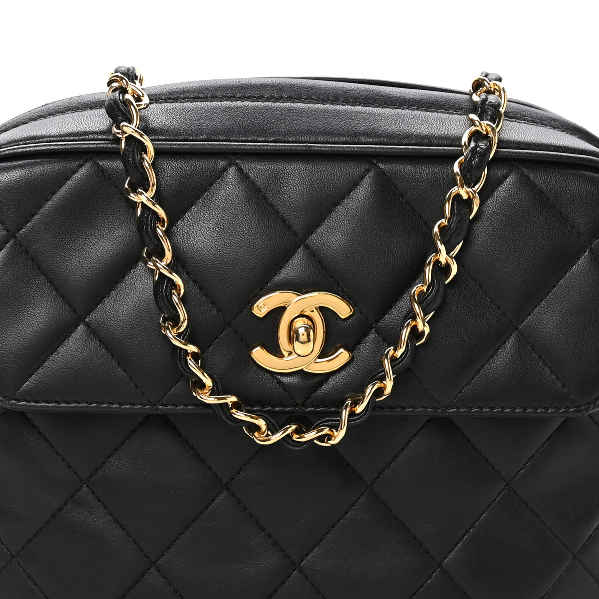 Chanel Lambskin Quilted Camera Case Black 8 of 10