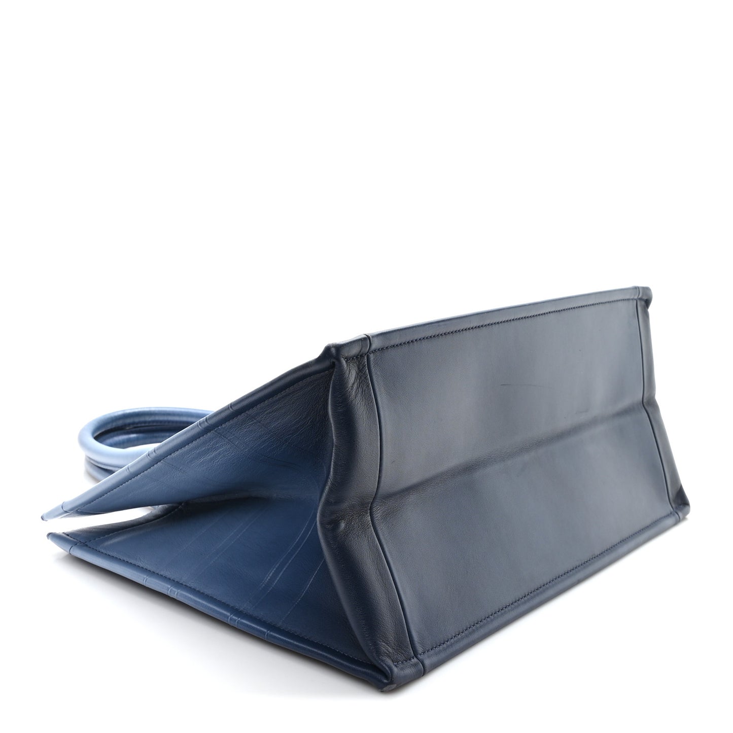 Gradient Smooth Calfskin Embossed Medium Book Tote Indigo Blue