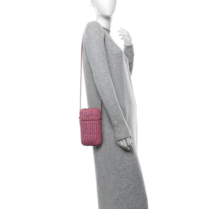 Chanel Tweed Chain Around Phone Holder Pink Blue White 2 of 11