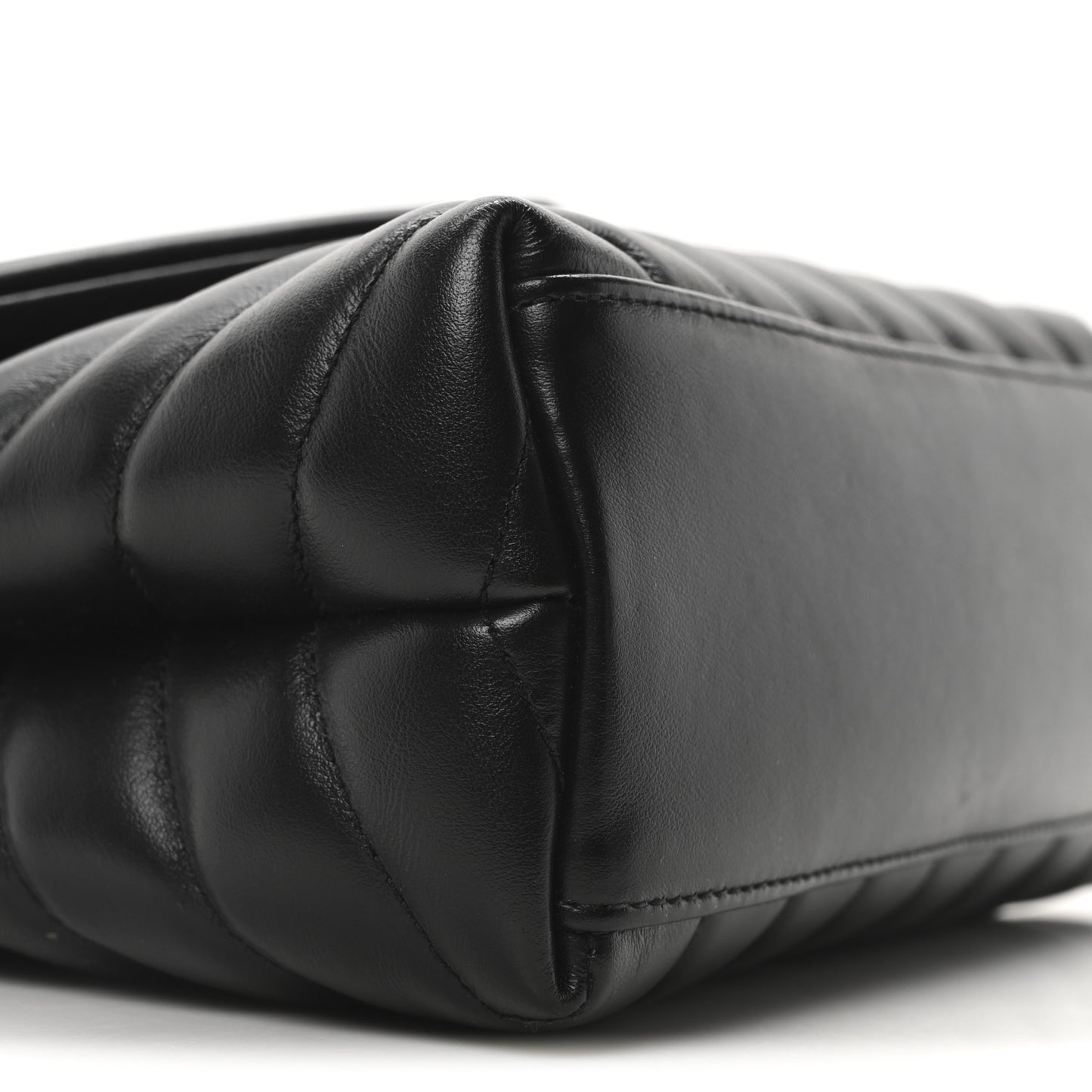 Calfskin Y Quilted Monogram Monochrome Small Loulou Chain Satchel Black