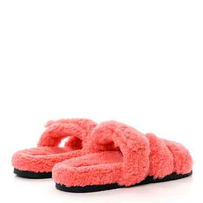 Hermes Woolskin Womens Chypre Sandals 40 Rose Du Desert 4 of 9