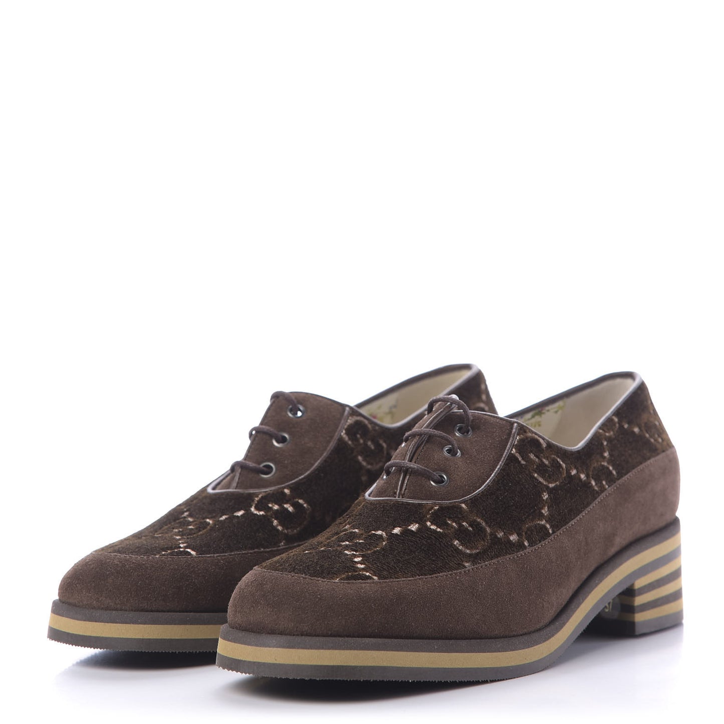 Velvet GG Monogram Thompson Derby Loafers 37 Vintage Cocoa Brown