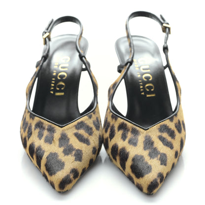Gucci Calf Hair Leopard Print Priscilla 85 Pumps 39.5 Hazelnut 2 of 9