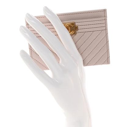 Chanel Caviar Quilted Chevron Boy Card Holder Light Purple 2 of 8