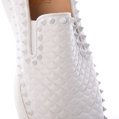 Christian Louboutin Nappa Scallop Embossed Spikes Roller Boat Flat 39 White 16 of 18