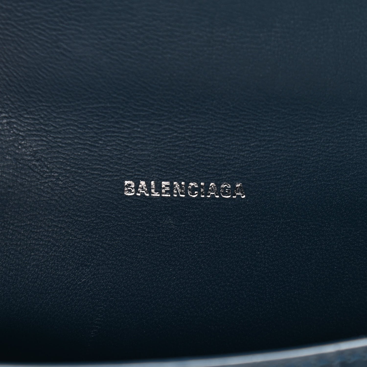 Balenciaga Shiny Calfskin Crocodile Embossed Hourglass Top Handle Bag XS Denim Blue 6 of 13
