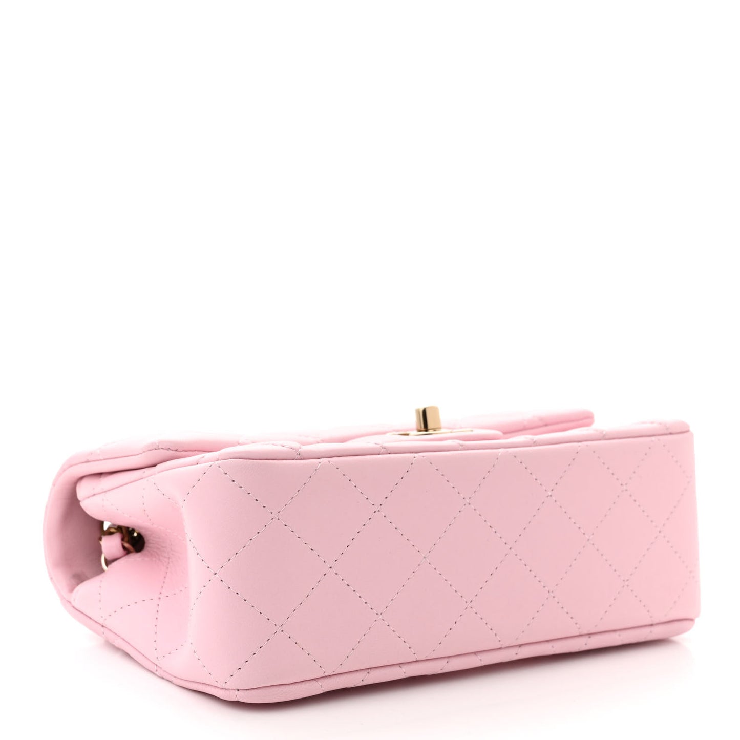 Lambskin Quilted Mini Rectangular Flap Light Pink