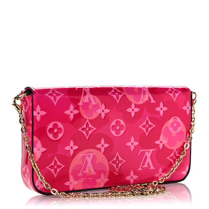 Louis Vuitton Vernis Valentine Pochette Felicie Chain Wallet Fuchsia 4 of 12