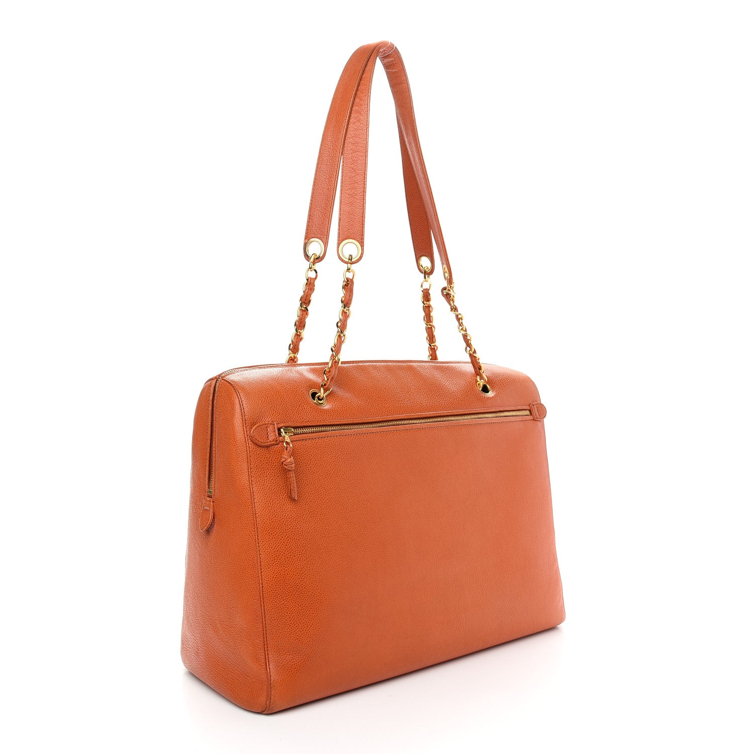 Chanel Caviar Large CC Shoulder Bag Orange 2 of 8