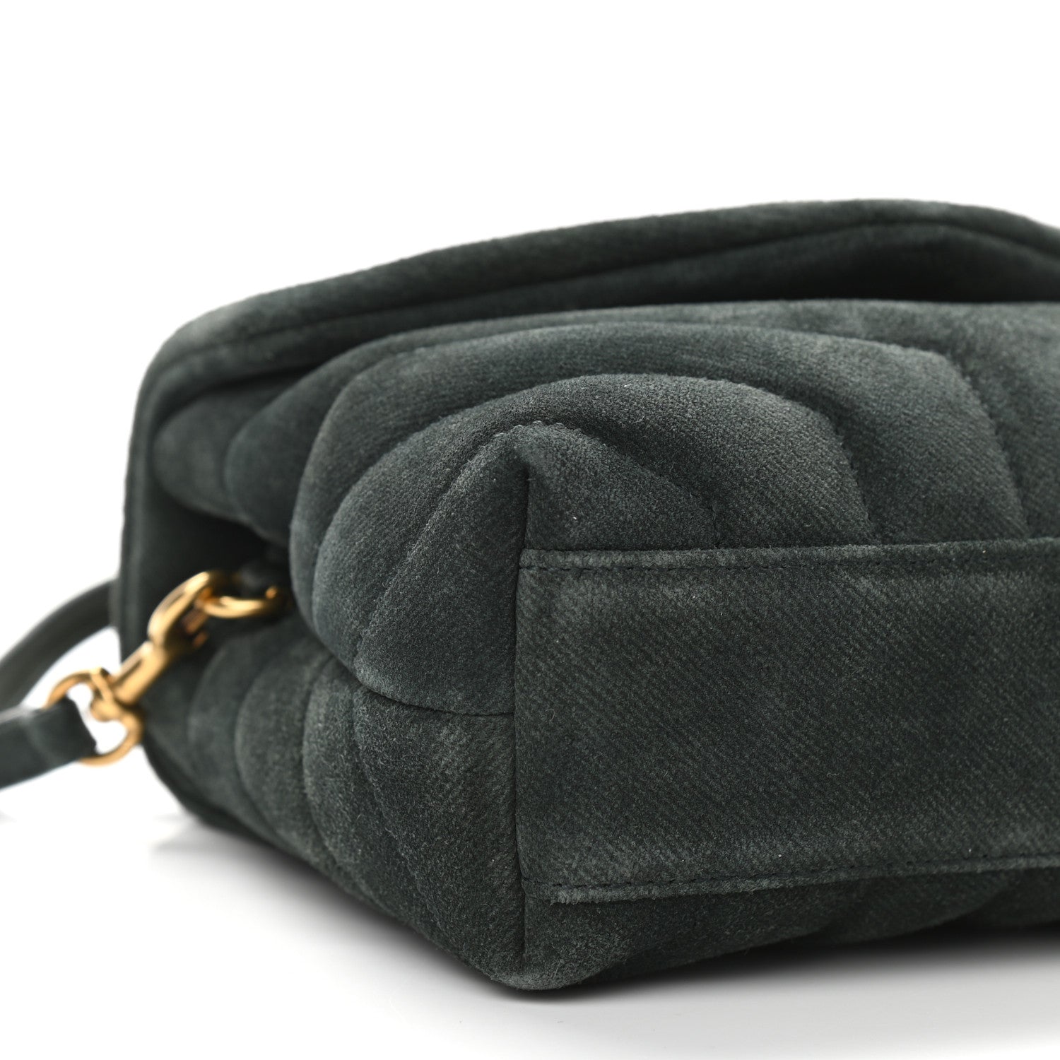 Saint Laurent Croute Velour Y Quilted Monogram Toy Loulou Crossbody Bag Dark Forest 9 of 12