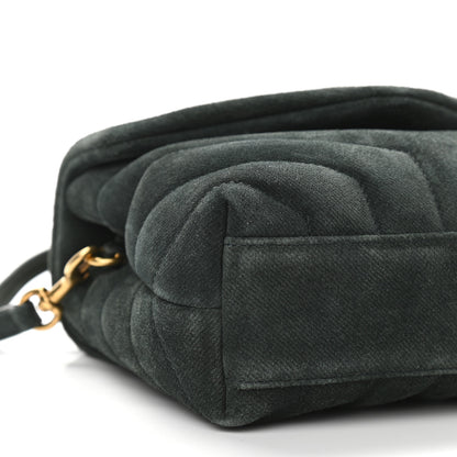Saint Laurent Croute Velour Y Quilted Monogram Toy Loulou Crossbody Bag Dark Forest 9 of 12
