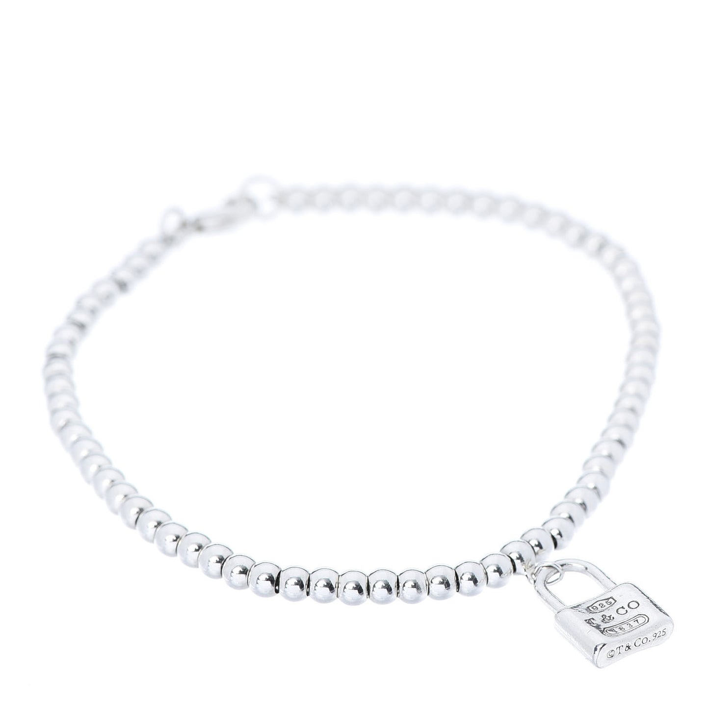 Sterling Silver 1837 Lock Charm Bead Bracelet