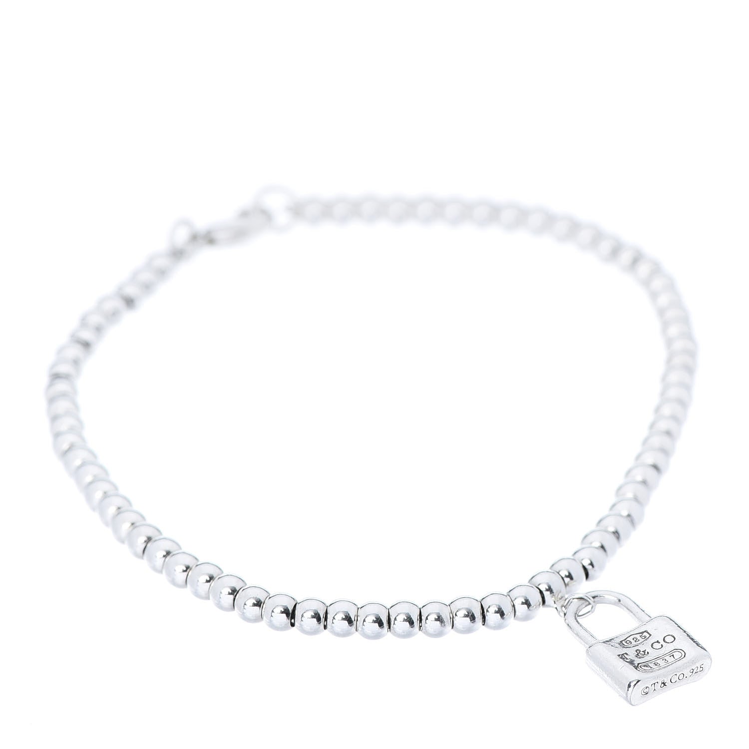 Tiffany Sterling Silver 1837 Lock Charm Bead Bracelet 1 of 6