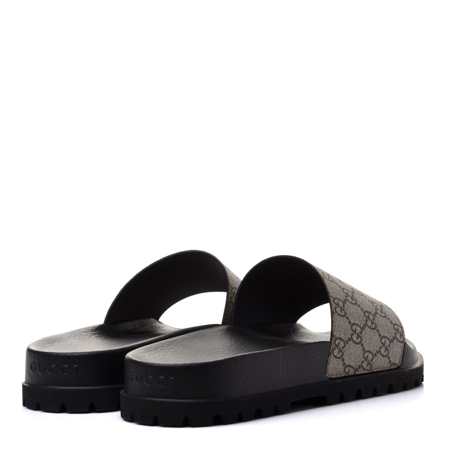 GG Supreme Monogram Tiger Mens Lug Sole Slide Sandals 9 Ebony