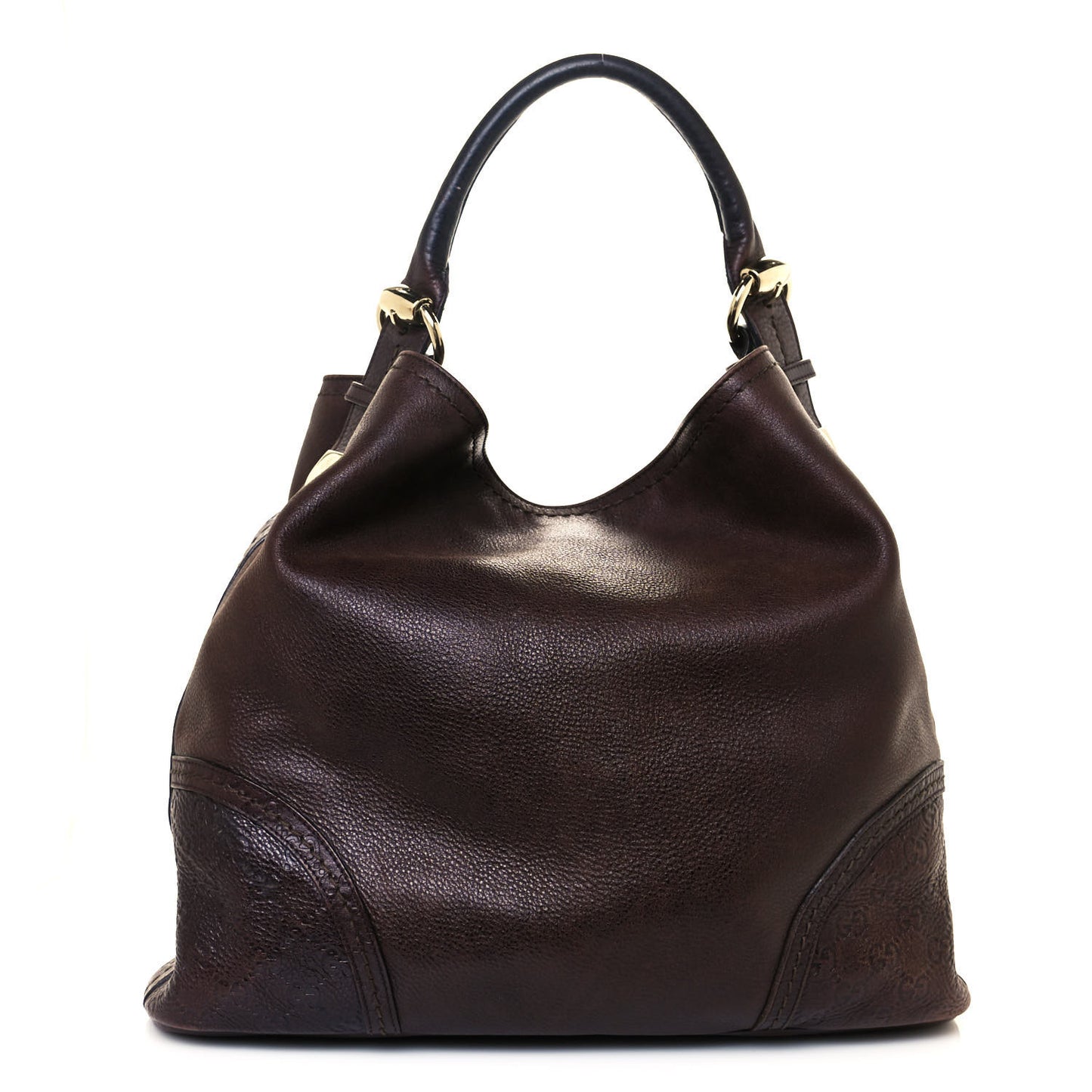 Calfskin Guccissima Trim Large Signoria Hobo Dark Brown