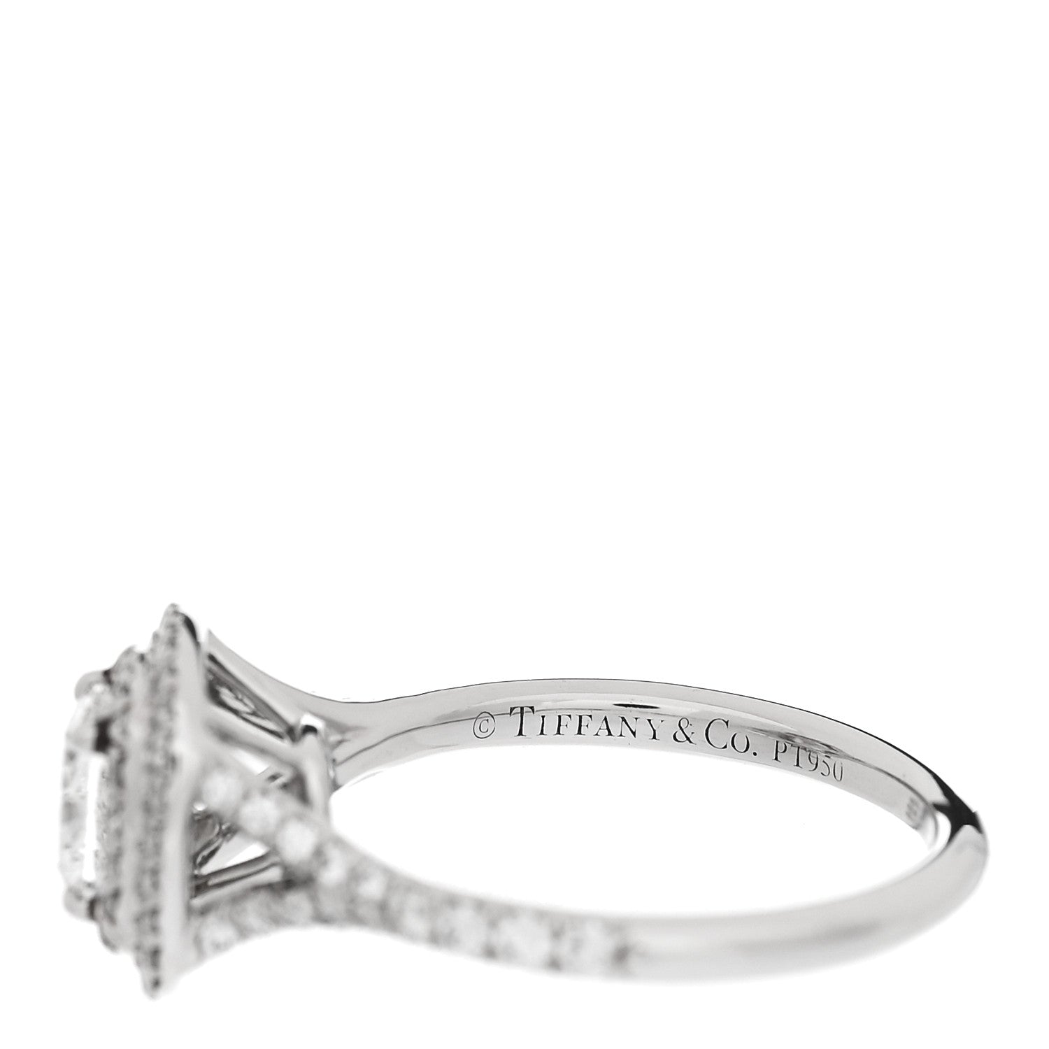 Tiffany Platinum Diamond .71ct Soleste Cushion Cut Double Halo Engagement Ring 48 4.5 5 of 7