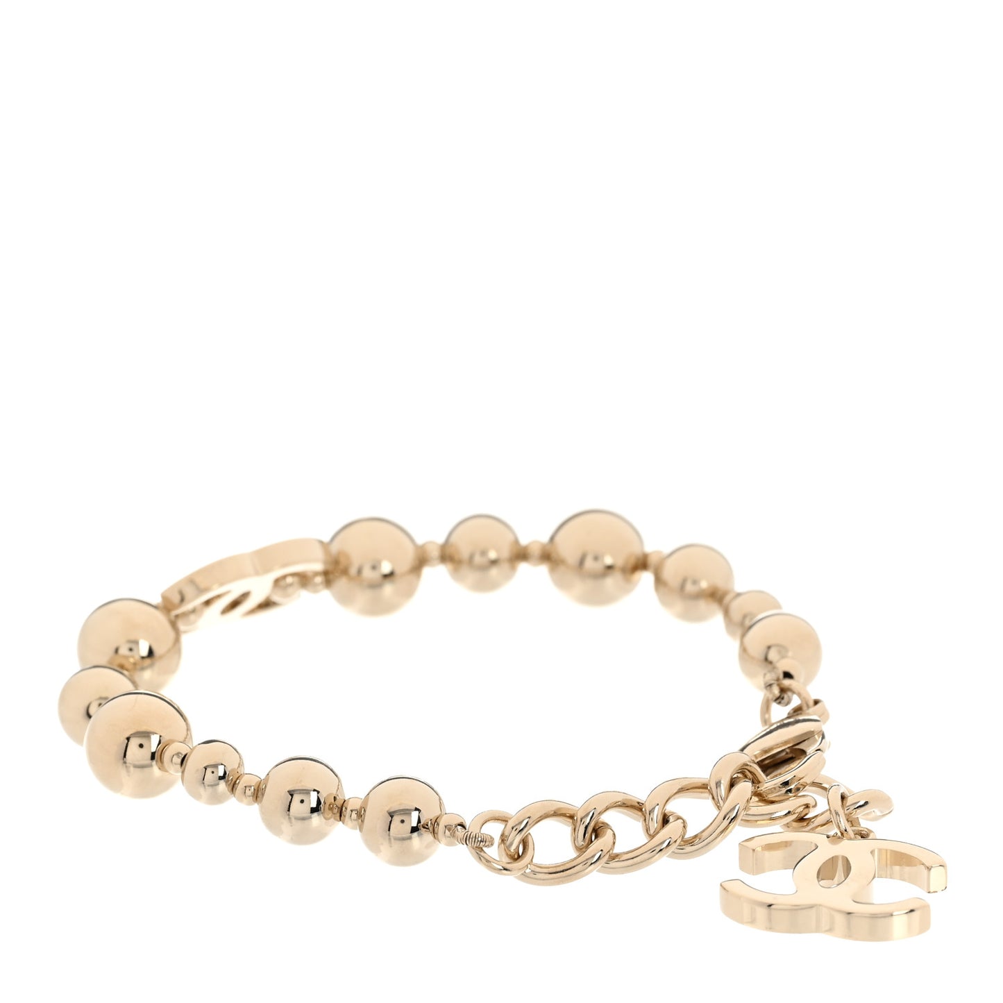 Metal Beaded CC Bracelet Gold