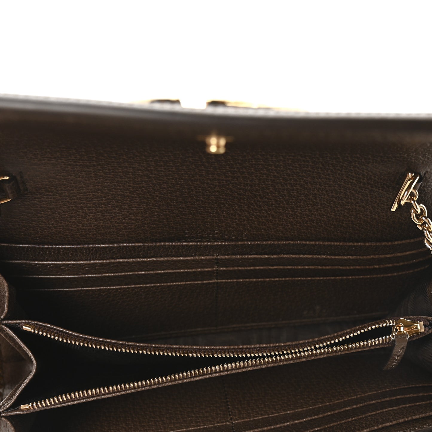 GG Supreme Monogram Textured Dollar Calfskin Blondie Continental Chain Wallet Beige Ebony New Acero