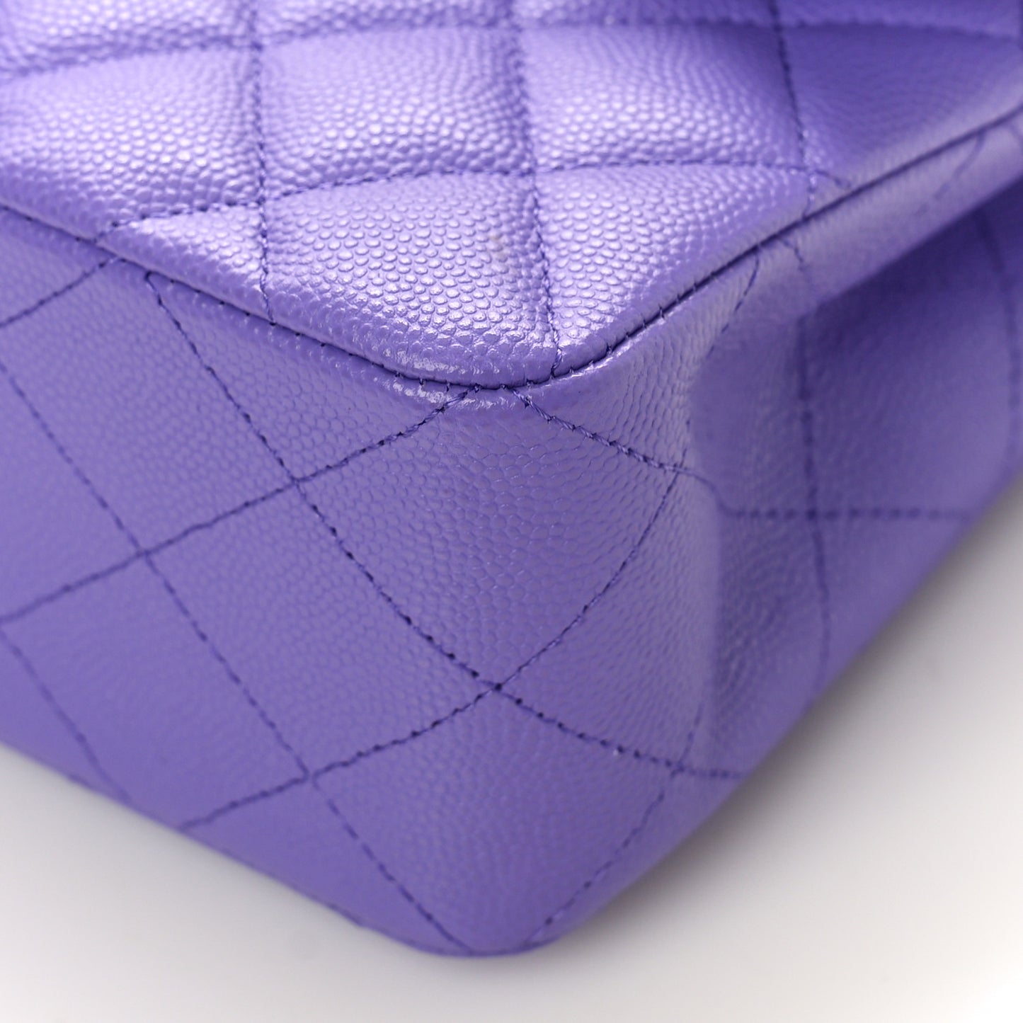 Caviar Quilted Small Double Flap Purple