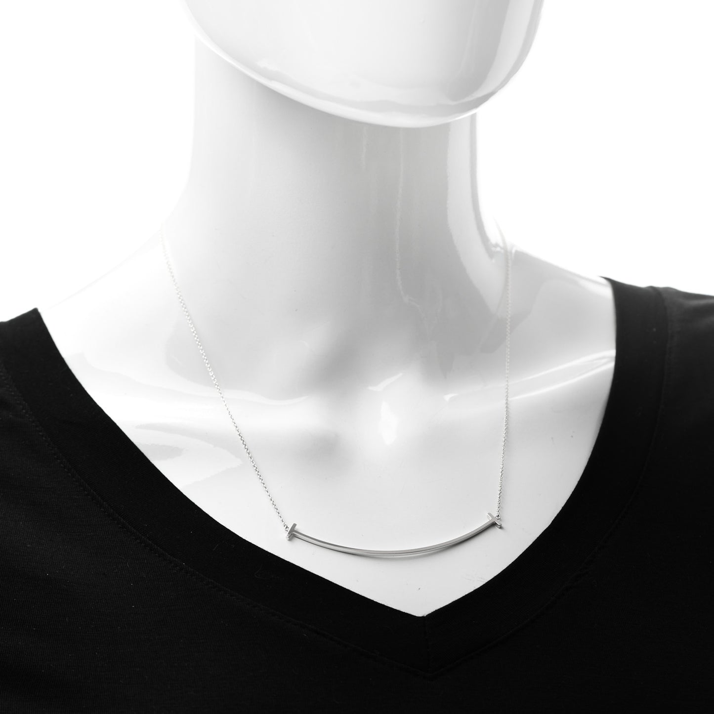Sterling Silver Large T Smile Pendant Necklace
