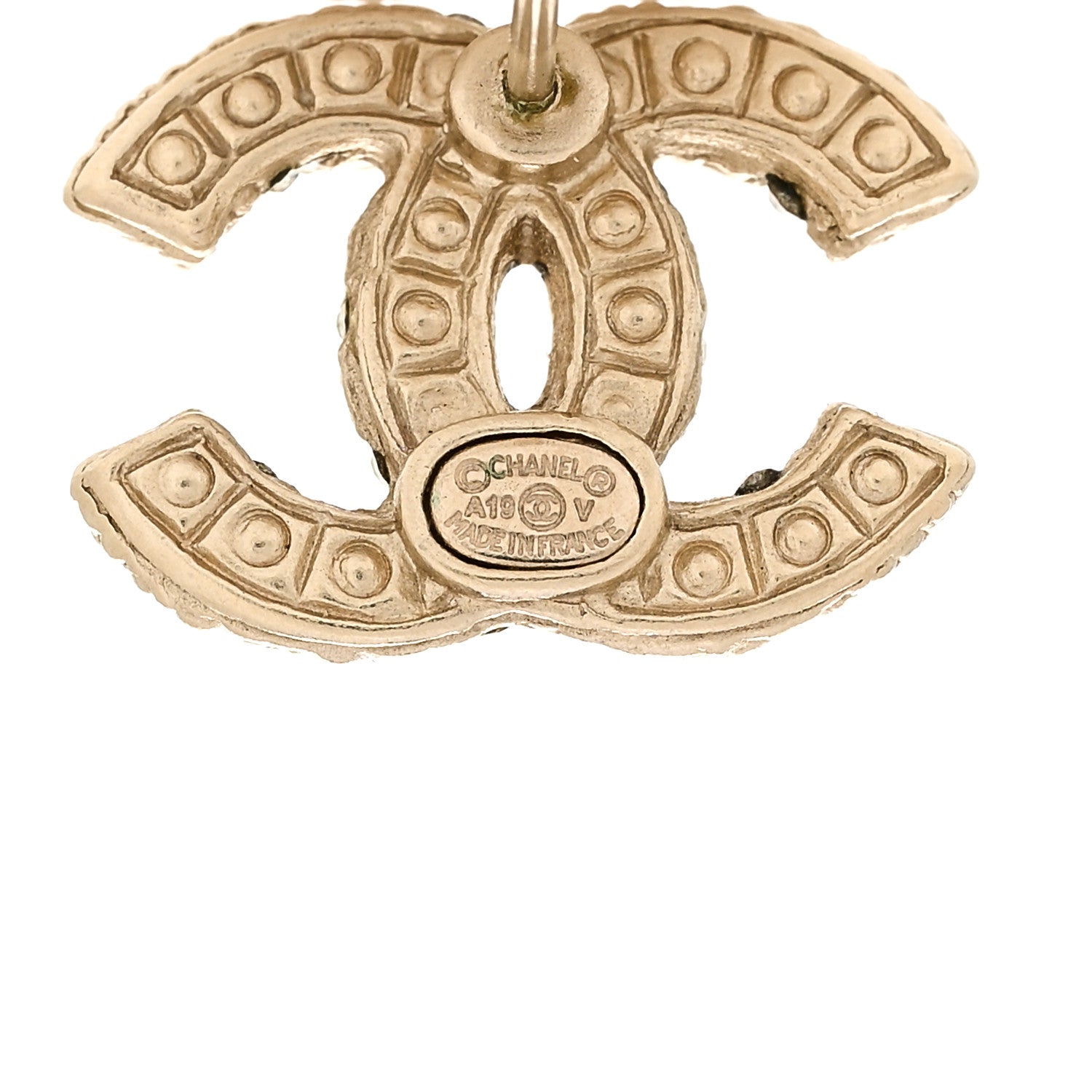 Chanel Metal Graduated Pearl Crystal CC Earrings Light Gold 8 of 10