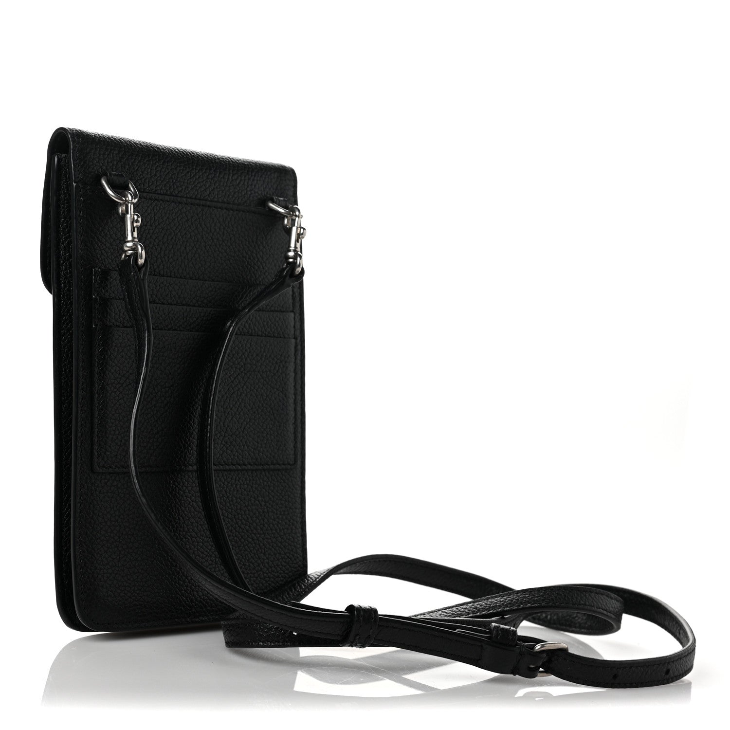 Balenciaga Grained Calfskin Cash Phone Holder Wallet Black 3 of 8