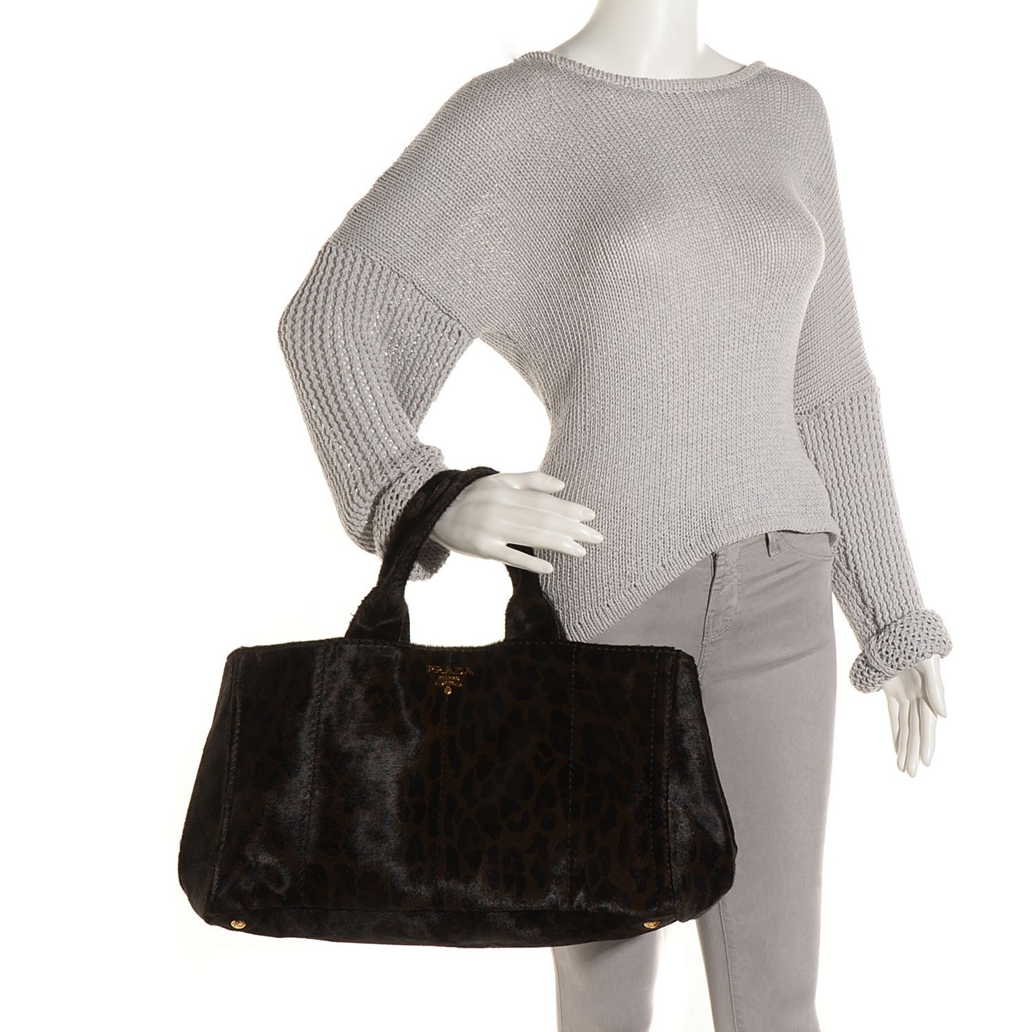 Calf Hair Leopard Print Shopping Tote
