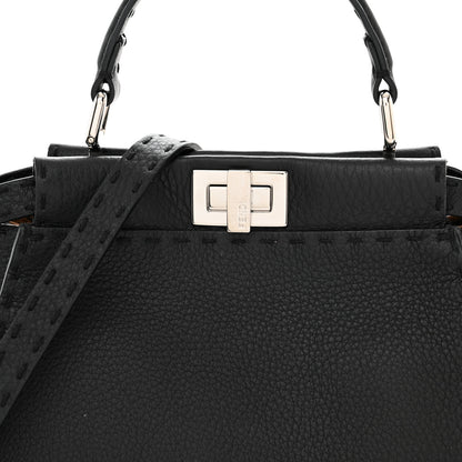 Fendi Cuoio Romano Selleria Bi-Color Mini Peekaboo Iconic Satchel Black Mou 9 of 12