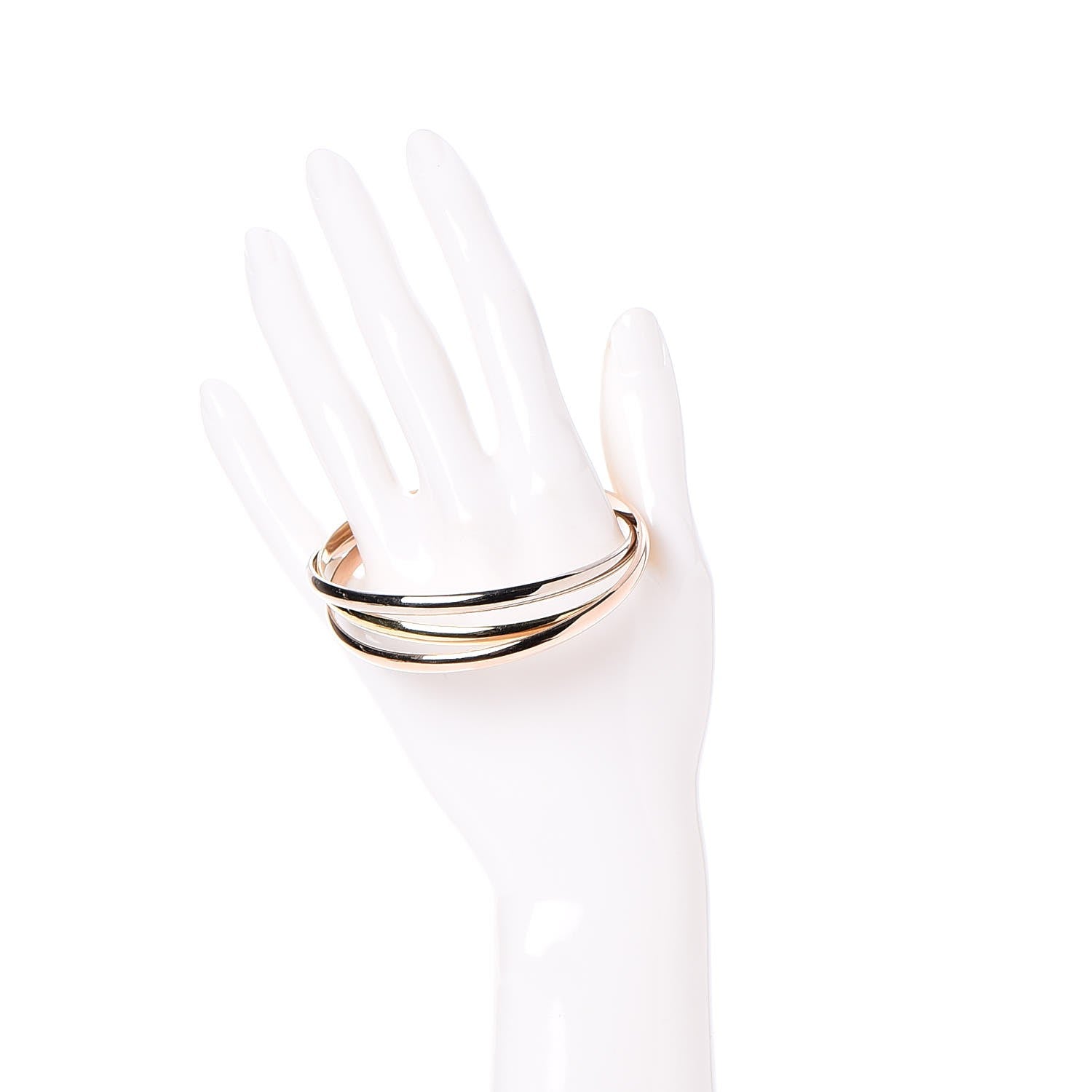 Cartier 18K Pink Yellow White Gold Trinity Bangle 2 of 8