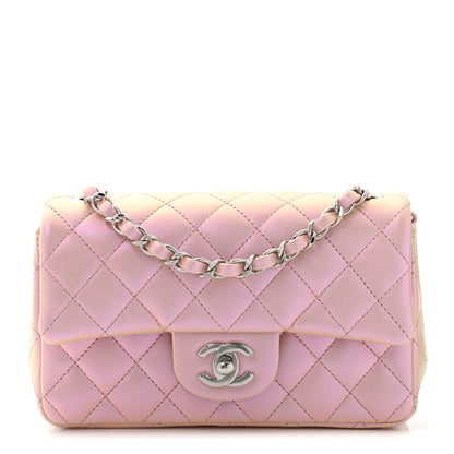 Chanel Iridescent Calfskin Quilted Mini Rectangular Flap Pink 1 of 10