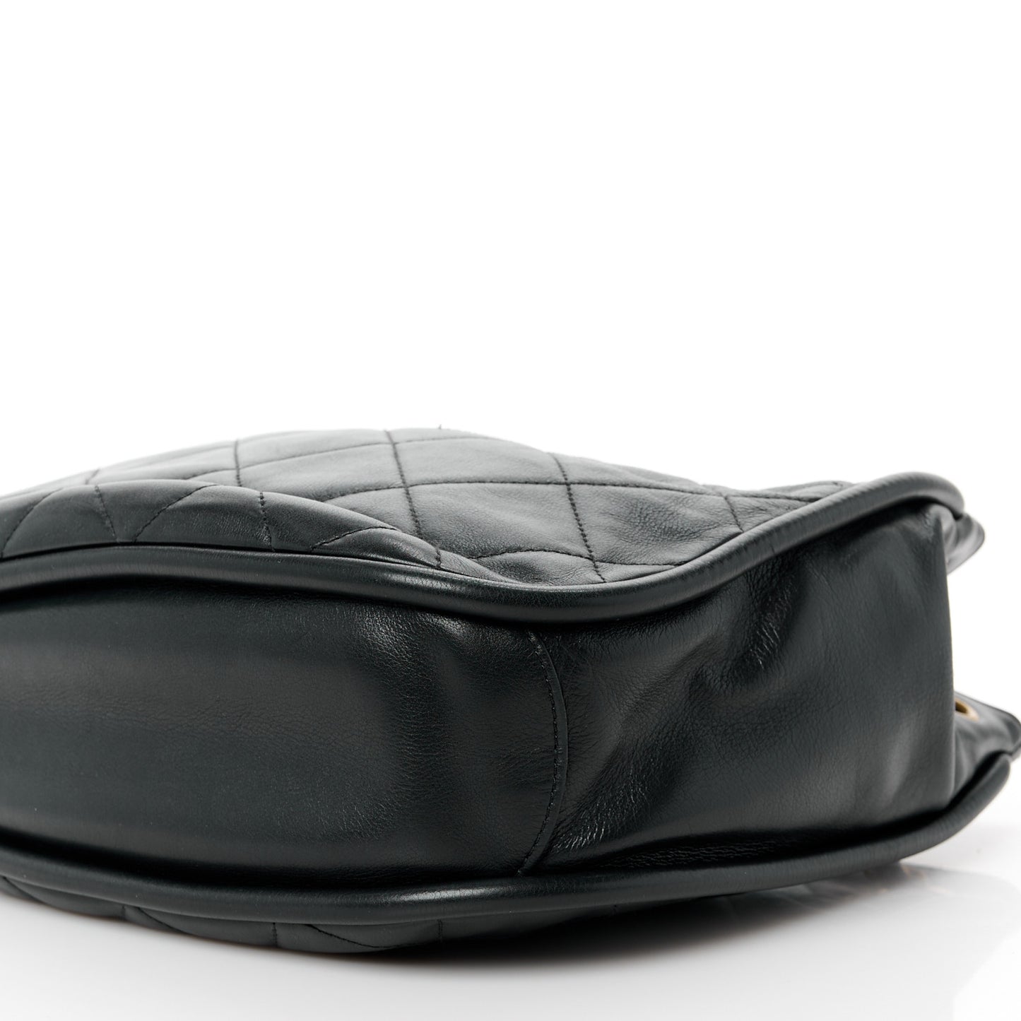 Shiny Lambskin Quilted Fashion Therapy Hobo Black