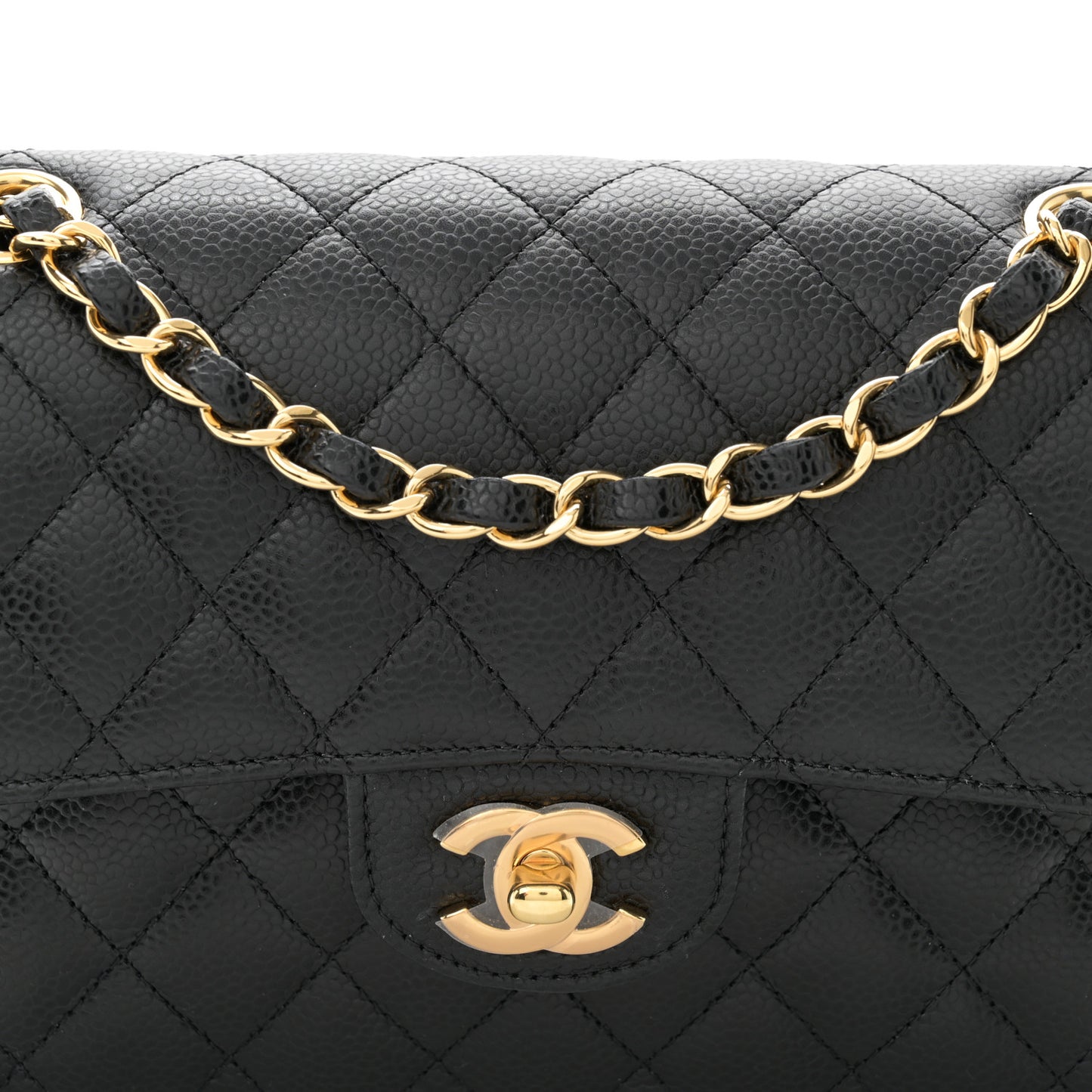 Caviar Quilted Small Double Flap Black