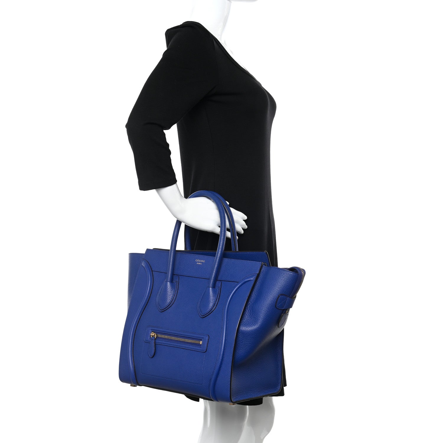 Celine Drummed Calfskin Mini Luggage Indigo 2 of 15