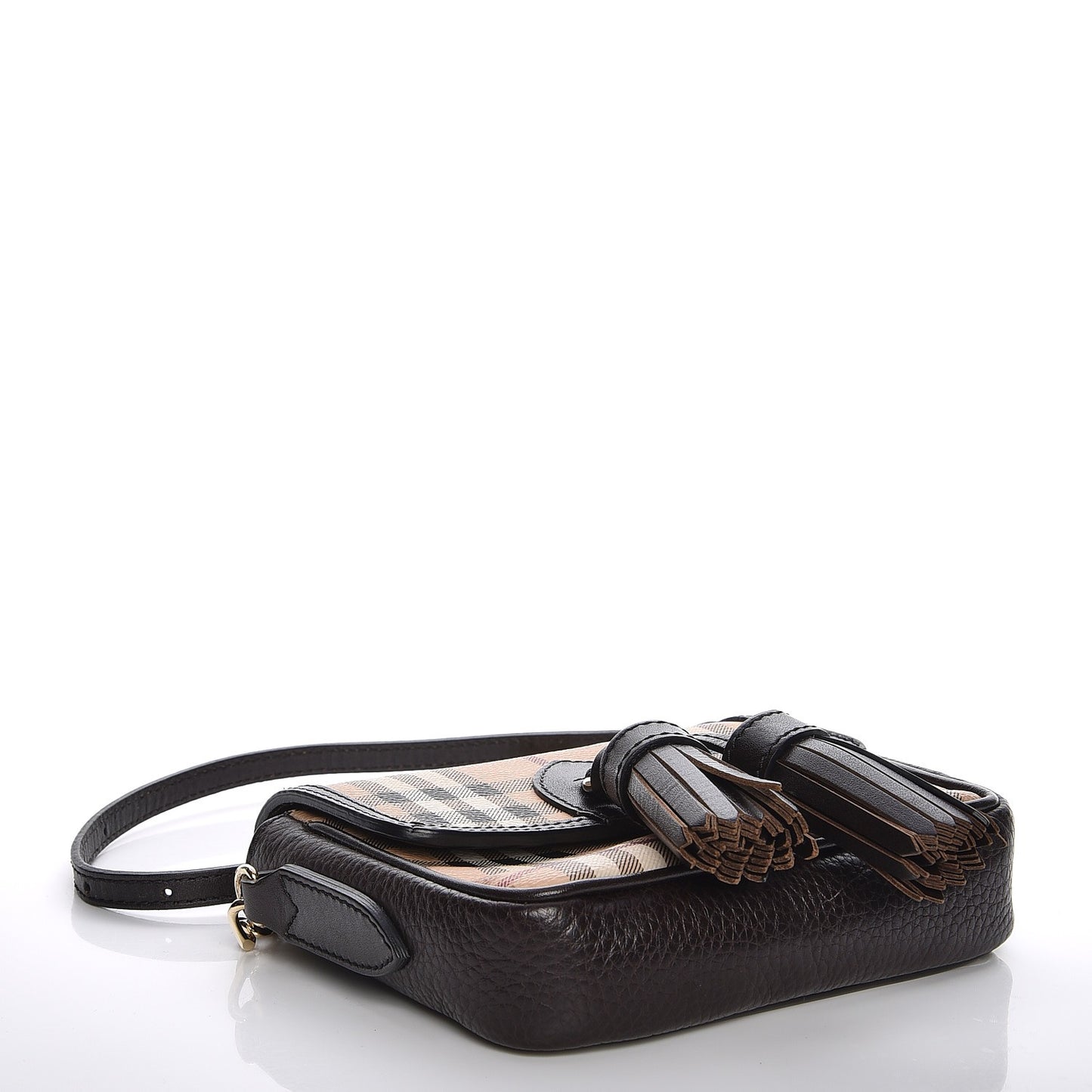 Haymarket Check Mini Tassel Crossbody Bag Chocolate