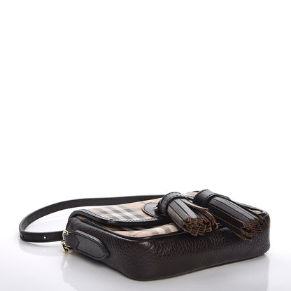 Burberry Haymarket Check Mini Tassel Crossbody Bag Chocolate 3 of 9