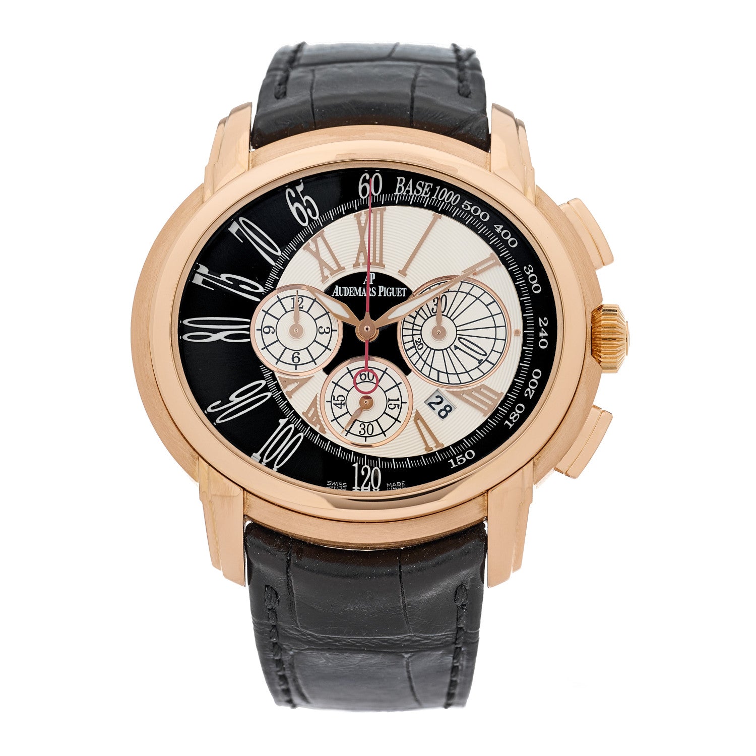 Audemars Piguet 18K Rose Gold Alligator 47mm Millenary Chronograph Automatic Watch Black 26145OR.OO.D093CR.01 1 of 4