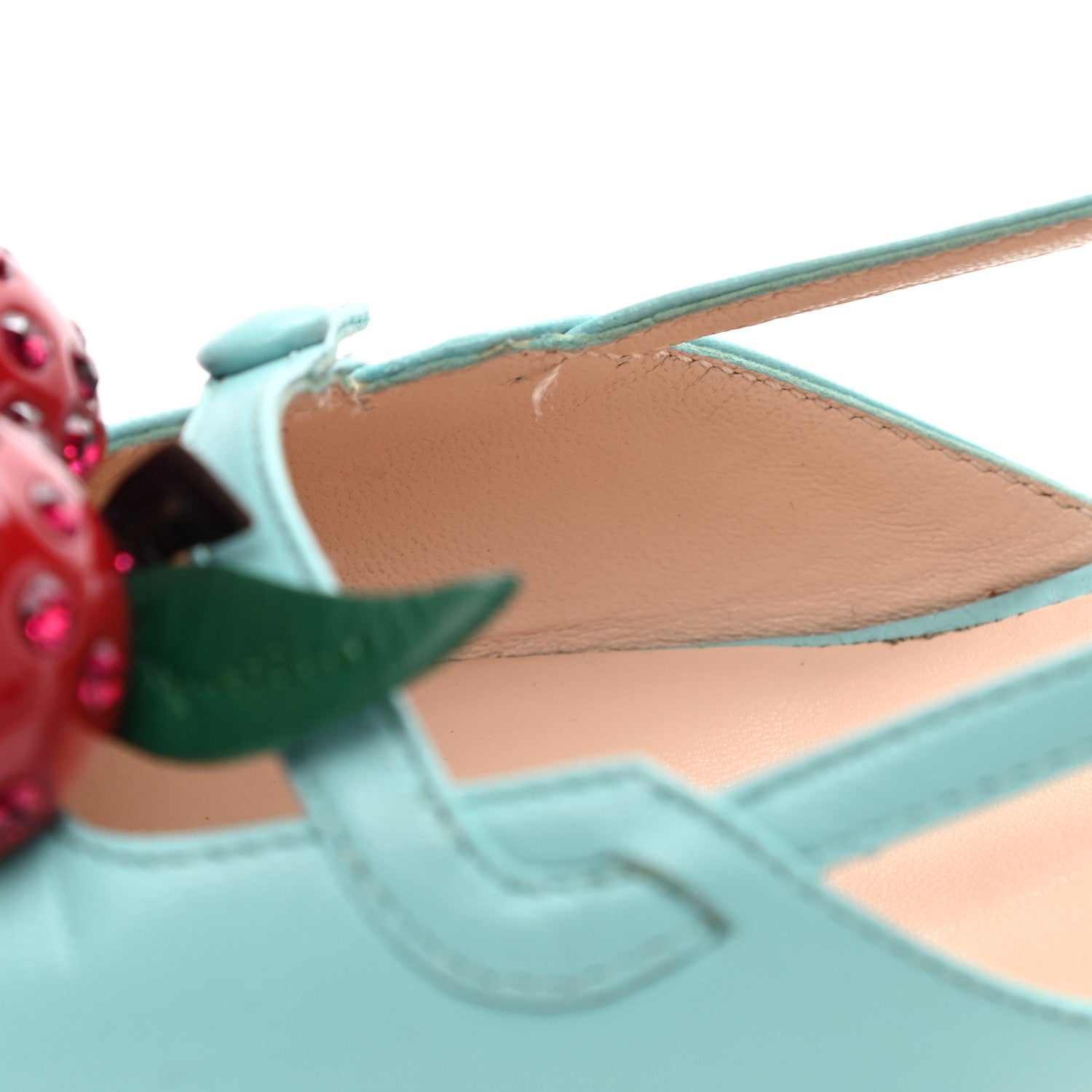 Gucci Malaga Kid Unia Cherry Pumps 37 New Acquamarine Emerald Cocoa 10 of 12