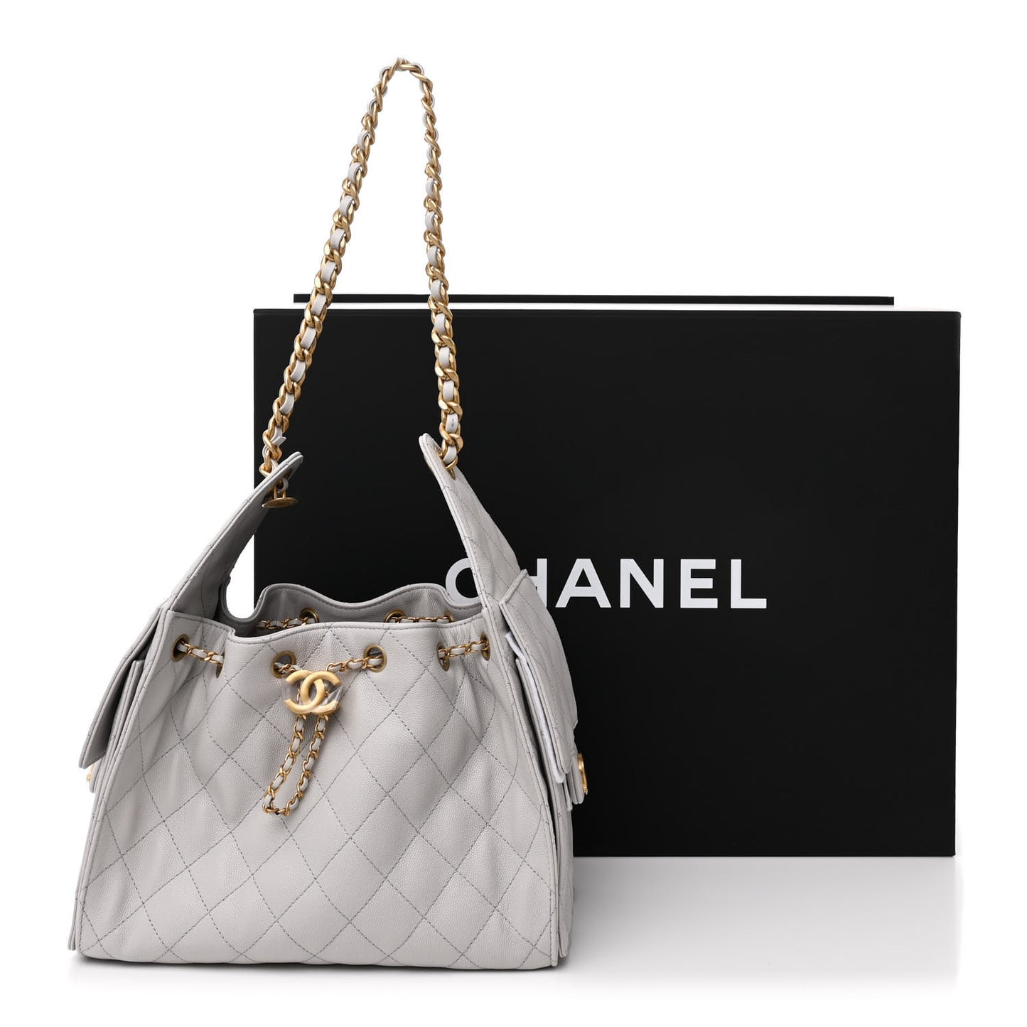 Caviar Quilted Small Chanel 25 Handbag Light Grey